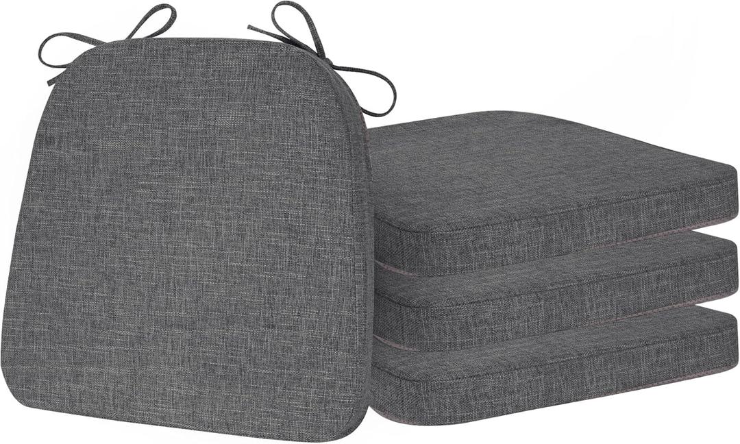 ELFJOY Chair Cushions for Dining Chairs Kitchen Chair Cushions U Shape Non Slip Chair Pads Set of 4 Seat Cushions with Ties Indoor 16.7" x 16" Beige