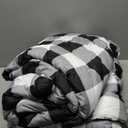 Caressma Buffalo Plaid Comforter Set Full Size, Black White Plaid Comforter Bedding Set for All Seasons, Classic Gingham Pattern Print Soft Microfiber 3 Pieces Comforter with Pillowshams