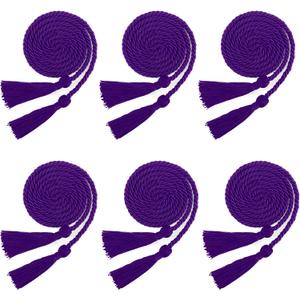 Graduation Cords, 6 PCS Purple Graduation Honor Cords Graduation Tassel Cords Bulk, 67" Long Honor Braided Cords for 2026 Graduation Decorations Bachelor Gown for Master Doctoral Students
