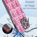 Phone Case Compatible with iPhone 15 Pro Max Pink Roller Monkey Funny Cute Rabbit Soft Shockproof Side Striped Phone Cover