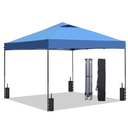Outdoor Basic 10'x10' Pop up Canopy Tent with Adjustable Height, Outdoor Canopy with 4 Sandbags,for Events, Parties, Gatherings, Camping,Blue