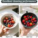 2026 Self Spinning Berry Washing Bowl Ceramic with Drain Holes - Automatic 360 Fruit & Vegetable Washer Drainage Spinner, Rinse Washer Spinner for Berries Vegetables Serving