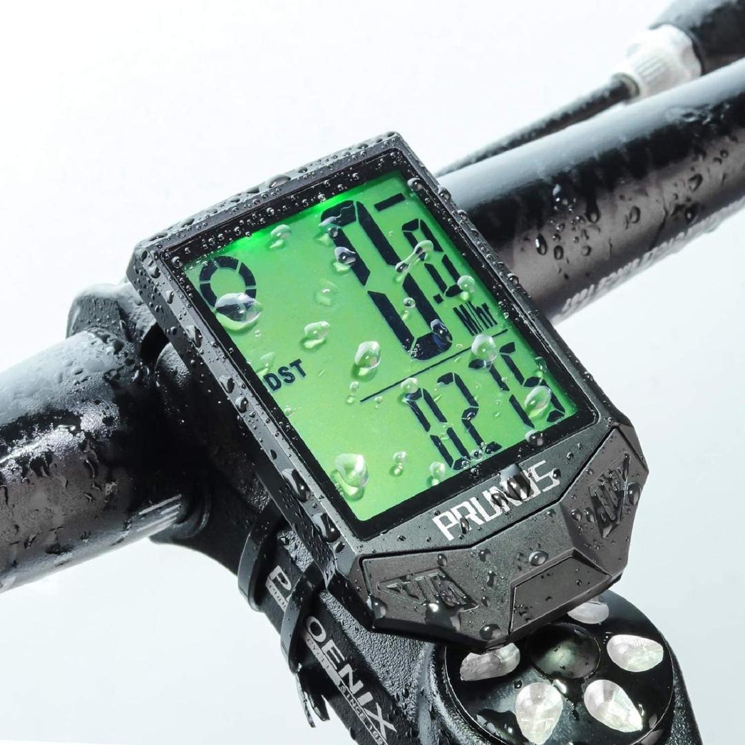PRUNUS Bike Speedometer and Odometer Wireless Waterproof Bicycle Computer with Touch Sensor Switch, Big Digital LCD Screen, Automatic Wake-up for Outdoor MTB Road Cycling and Fitness (Black)