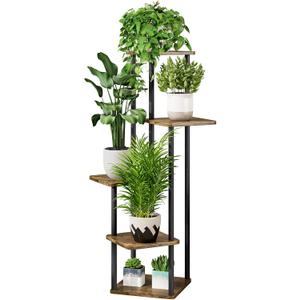 AZERPIAN Plant Stand 5 Tier Indoor Metal Flower Shelf for Multiple Plants Corner Tall Flower Holders for Patio Garden Living Room Balcony Bedroom, Black (5 Tier-Black)