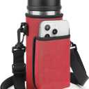 Linkidea Water Bottle Carrier with Strap Compatible with YETI Rambler Bottle 18oz, Yonder Bottle 600ml/20oz, Insulated Waterbottle Sling Bag, Shoulder Strap with Phone Pocket (Red)