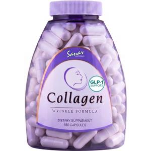 Sanar Naturals Collagen Peptides for Women & Men, GLP-1 Support, 150 PillsCollagen Supports Skin, Hair & Nails, Joints, Hydrolyzed Collagen Types I & III, Vitamin C, Vitamin E, Grass-Fed, Supplement, EXp 04/2027