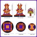2 x Video Game Pixel Cupcake Stand (1 Pcs,3-Tiers) Game Theme Birthday Party Supplies Favors Decorations for Cardboard Cupcake Holder Round Serving Tray Stand Dessert Tower