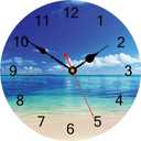 TAHEAT Blue Peaceful Sea Wall Clock, Silent Non Ticking Beautiful Sky Beach Round Clocks, Easy to Read Decorative Wall Clock for Kitchen Bathroom Living Room Home Art Decor, 14 Inch