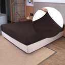 Queen Size Fitted Sheet Only - 4-Way Stretch Jersey Knit, T-Shirt Feeling & Ultra Soft, Wrinkle Free, Non-Slip & Snug Fit for Mattress (Deep: 5"-16") - Brown, Queen (Queen/Short Queen/Queen XL)