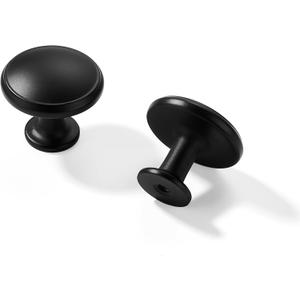 10 Pack Cabinet Knobs Matte Black Drawer Knob Kitchen Hardware - Single Hole Cabinet Knobs Kitchen Cabinet Pulls for Closet Wardrobe Dresser Cupboard