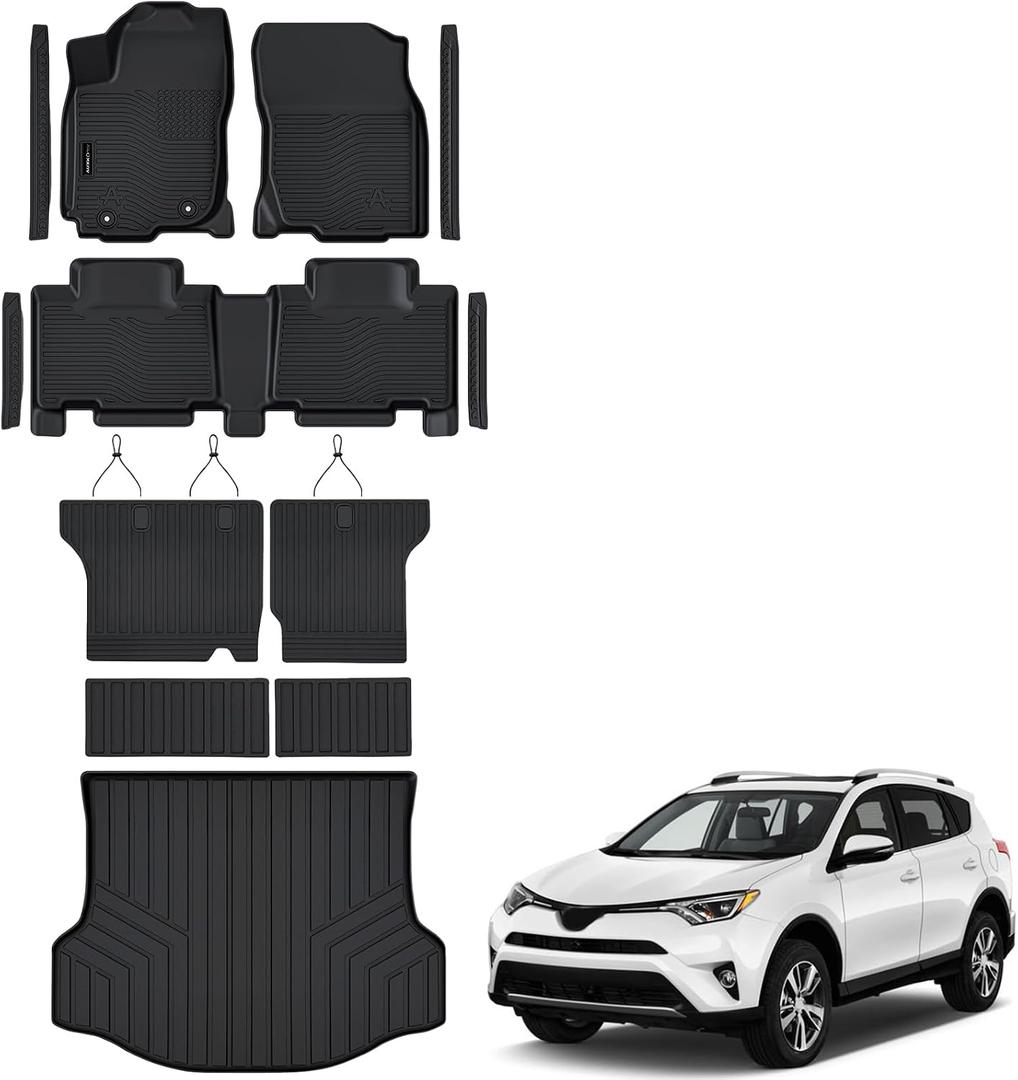 AUXKO All Weather Floor Mats Cargo Mat Door Sill for Toyota Rav4 2013-2018