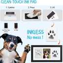 Seencool Paw Print Frame Kit, Dog Paw Print Kit with No Toxic Clay & No Mess Ink Pad, Pet Paw Print Impression Kit with Customization Tool, Wooden Pet Memorial Frame,DIY Dog Lover Gifts