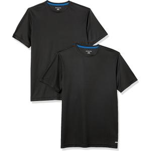 Amazon Essentials T-Shirts for Men, Active Performance Tech, Pack of 2 (X-Small, Black)