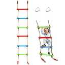 7FT Colorful Camping Rope Ladder for Kids - Hanging Climbing Ladder for Swing Set, Playground, Tree House, Ninjaline, Indoor & Outdoor Play Set