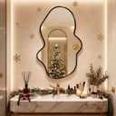 Irregular Wall Mirror, Black Bathroom Wavy Abstract Mirror for Over Sink, Decorative Cloud-Shaped Wall Mirror, Stylish Shatter-Proof HD Mirror for Bedroom, Entryway (22"x36", S, 1 Pack)
