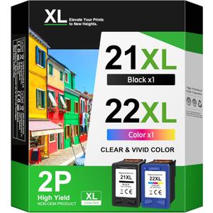 HALLOLUX 901XL Ink Cartridges Remanufactured for HP 901 Ink Cartridges Compatible with OfficeJet 4500 J4500 J4524 J4540 J4550 J4580 J4624 J4680 Printers, Black and Tri-Color, 2 Pack