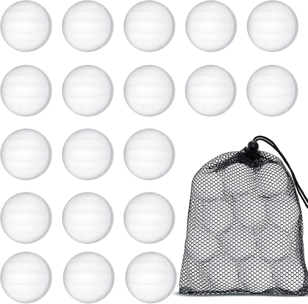 Zhanmai 20 Pcs Mini Volleyball Stress Balls Bulk 1.6 Inch Small Volleyball to Throw to Crowd Little Tiny White Foam Sports Ball with Mesh Drawstring Bag for Team Gifts School Carnival Reward
