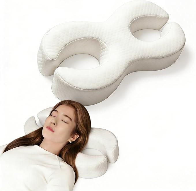 Face Pillow for Wrinkles, Anti Wrinkle Pillow for Beauty Sleep, Memory Foam Side Sleep Beauty Pillow for Protect Your Hair and Skin (White)