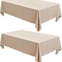 Fitable Faux Linen Beige Table Clothes Rectangle 60 x 144 Inch - 2 Pack Neutral Tablecloths for 10 Foot Tables, Faux Burlap Kitchen Table Covers for Dining, Party, Farmhouse, Banquet, Buffet