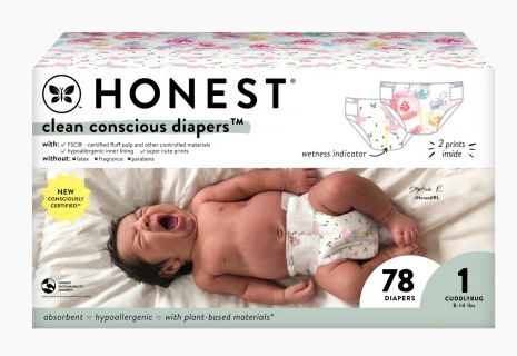 The Honest Company Clean Conscious Diapers for Delicate Skin, Up to 100% Leakproof Hypoallergenic Fragrance-Free Baby Diapers, Girl Prints, Club Box, Size 1 (814 lbs), 78 Count The Honest Company Clean Conscious Diapers for Delicate Skin, Up to 100% Leakproof Hypoallergenic Fragrance-Free Baby Diapers, Girl Prints, Club Box, Size 1 (814 lbs), 78 Count