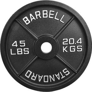 45LB Single2" Cast Iron Weight Plate | 45 LB Gym Plate with Silver Numbers | For Standard Barbell Bars & Home Fitness