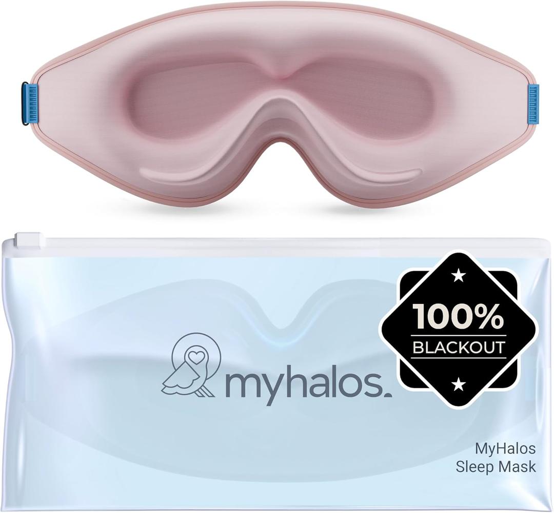 MyHalos Sleep Mask 3D Blackout Eye Mask for Women & Men, Side Sleepers, Zero Pressure Memory Foam Eyelash Friendly, Breathable,Award-Winning Sleep Aid for Travel (Peach Orange, 1 Count (Pack of 1)