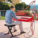 CAHAYA Keyboard Bench X-Style Height Adjustable 16.3-19.6in Padded Cushion Piano Stool Bench Keyboard Chair for Keyboards Piano CY0257