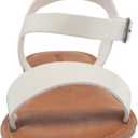Amazon Essentials Women's Two Strap Buckle Sandal (7 Wide, White)