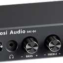 Fosi Audio Q4 DAC Headphone Amp for PC, Desktop Digital to Analog Audio Converter for Home Stereo Amplifier and Powered Speakers, PC-USB/Optical/Coaxial Inputs, 3.5mm Headphone/RCA Outputs