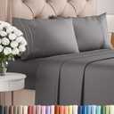 King Size 4 Piece Sheet Set - Comfy Breathable & Cooling Sheets - Hotel Luxury Bed Sheets for Women & Men - Deep Pockets, Easy-Fit, Extra Soft & Wrinkle Free Sheets - Dark Grey Oeko-Tex Bed Sheet Set
