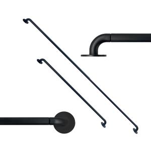 Sash Curtain Rod for French Doors, 16-28 Inch Adjustable, 3/8" Diameter, Screw-Mount Preferred (Stronger than Adhesive) or 3M Tape, Hidden Hardware, Fits Metal/Glass/Wood Doors, Set of 2 - Black