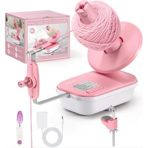 Electric Yarn Winder, 2026 Upgrade High-Speed Automatic Yarn Ball Winder with 3 Adjustable Gears, 4-10oz Large Capacity Yarn Spinner for Knitting & Crocheting, Pink Gift for Craft Lovers