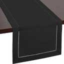 Modern Black Table Runner, Elegant Hemstitch Black Dresser Cover for Bedroom or Dining, Perfect for Special Occasions, Machine Washable (14 x 108 Inches Long)
