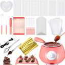 Umigy Electric Melting Chocolate Pot Gift Set Mini Fondue Fountain Pot Kit Chocolate Melting with DIY Mold and Accessories for Candy Christmas Milk Cheese Candy Home(Pink)