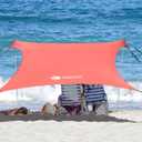 Beach Shade Windproof Design, Sun Shelter UPF50+ Portable Family Tent with 6 Sandbags Anchors 7x7 FT 2 Pole Pop Up Outdoor Shelter for Beach, Camping, Fishing, Backyard and Picnics (Orange)