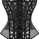 KUOSE Women's Black White Body Shaper, Full Breast Corset Top, Plus Size
 2XS