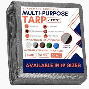 Trademark Supplies Tarp Cover Silver/Black Extremely Heavy Duty 20 Mil Thick Material, Waterproof, Great for Tarpaulin Canopy Tent, Boat, RV Or Pool Cover!!! (20X20)