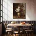 KISSFOX Framed Wall Art Vintage Wall Decor Flower Pictures Dark Botanical Canvas Art Rose Floral Paintings Moody Still Life Artwork For Bedroom Living Room Kitchen, 36"L x 24"W