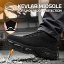 Steel Toe Shoes for Men Work Shoes Lightweight Safety Sneakers with Kevlar Puncture Resistant Midsole for Construction Warehouse Work (Black, 10)