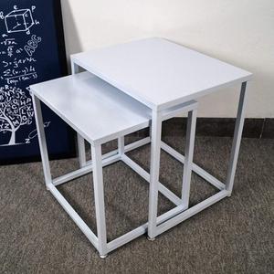 Side Table, Coffee Tables HAIZHEN, Set of 2 Nesting Tables Nordic Iron Sofa Side Tables Stackable Small Square Table 443744cm+504050cm (Color : Black) (White)