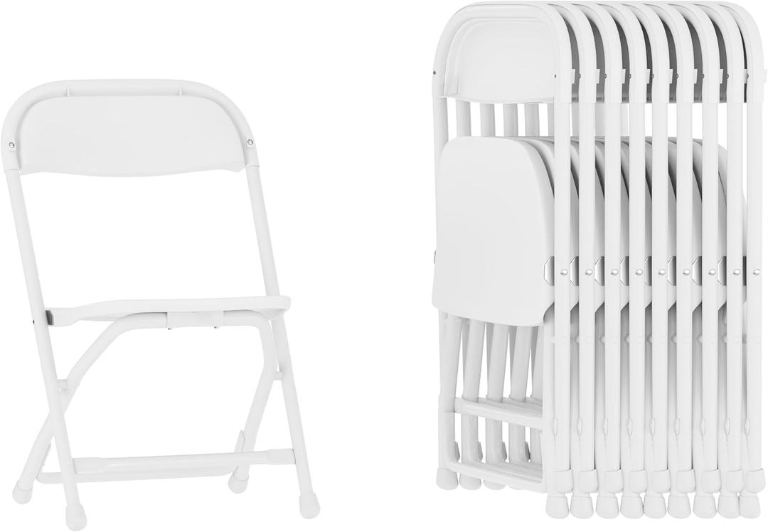 Flash Furniture Timmy Kids Plastic Folding Chairs for Pre-K through Kindergarten, Children's Folding Chairs for Daycare and Events, Set of 10, White