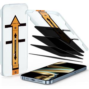 MRGLAS 4-Pack Privacy Screen Protector for iPhone 12 Pro Max [100% Anti-Spy][9H+ Military-Grade Aerospace Glass][Auto-Alignment Kits] Shatterproof Tempered Glass Film for 12 Pro Max 6.7" Zero-Bubble