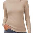 Saodimallsu Womens Mock Neck Sweater Tops Long Sleeve Fitted Sweaters Casual Basic Soft Knit Pullover Shirts (Large, Khaki)
