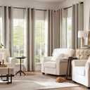 jinchan Blackout Linen Textured Curtain 84 Inches Long for Living Room Thermal Insulated Grommet Top Window Drape for Bedroom 38x84 Greyish Beige 1 Panel (38"W x 84"L (Pack of 1), Greyish Beige)