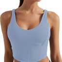 Women's Bustier Corset Crop Tank Tops Sleeveless Trendy Scoop Neck for Women Going Out Tops Summer Sexy High Impact (Blue, M)