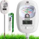 HSLGOVE Soil Test Kit, 7-in-One Soil Moisture Meter/Soil PH Meter/Fertility, Dual Screen Soil Tester w/Digital Soil Temp/Air Temp&Humidity for Plants Gardening,Lawn,Farm Indoor&Outdoor-Lvory White