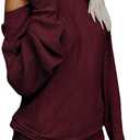 UMEKO Womens Off The Shoulder Sweater Oversized Knit Long Sleeve Sweaters Tunic Tops (Small, Burgundy)