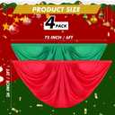 Peryiter 4 Pcs Red Green Pure Pleated Fan Flag Bunting 3 x 6 ft Red Green Bunting Half Fan Hanging Banner with 3 Grommet for Summer Indoor Outdoor Holiday Yard Xmas Mother's Day Wedding Decoration