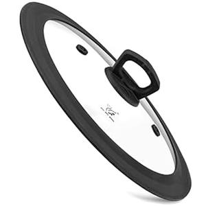  Vented Tempered Glass Universal Lid for Pot Pan Skillet with Heat Resistant Silicone Microwave Splatter Cover Microwave Safe Fit 6.5" 7" 7.5" and 9.5" 10" 10.5" 11", Light Grey