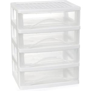 Gonice White Desk 4 Drawer Organizer, Plastic Small Drawer Storage, Desk Storage for Office and Home